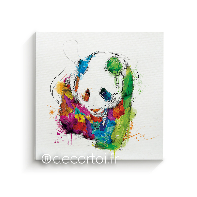 Tableau toile panda 5 tableau decoration 00410 panda multicolor fond blanc image 1